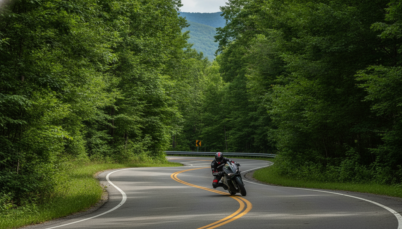 Tail of the Dragon US-129 switchback through Smoky Mountains