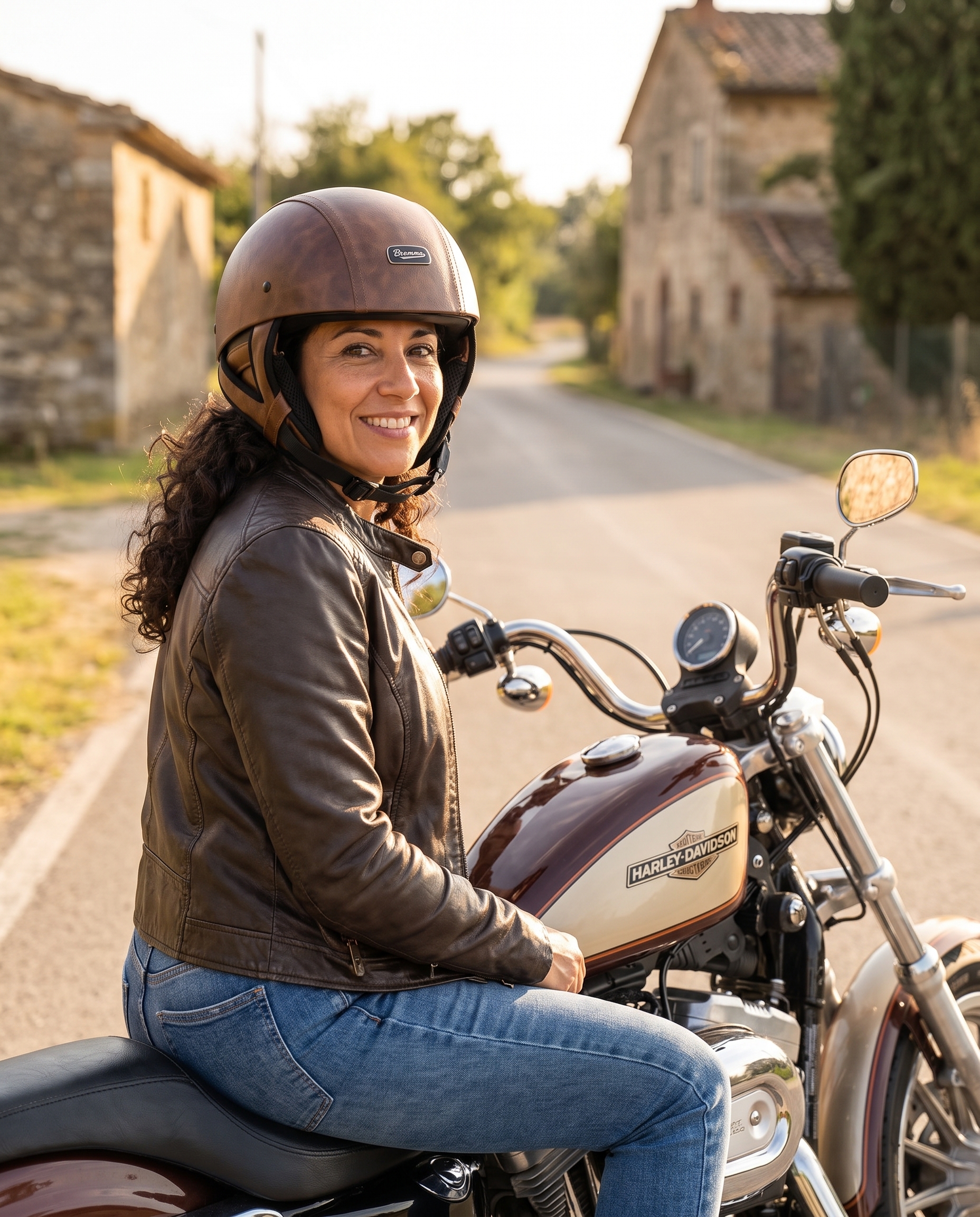 brown leather vintage motorcycle helmet dot helmet, featuring premium leather accents and a moisture TT&CO. SUPER MAGNUM VINTAGE LEATHER