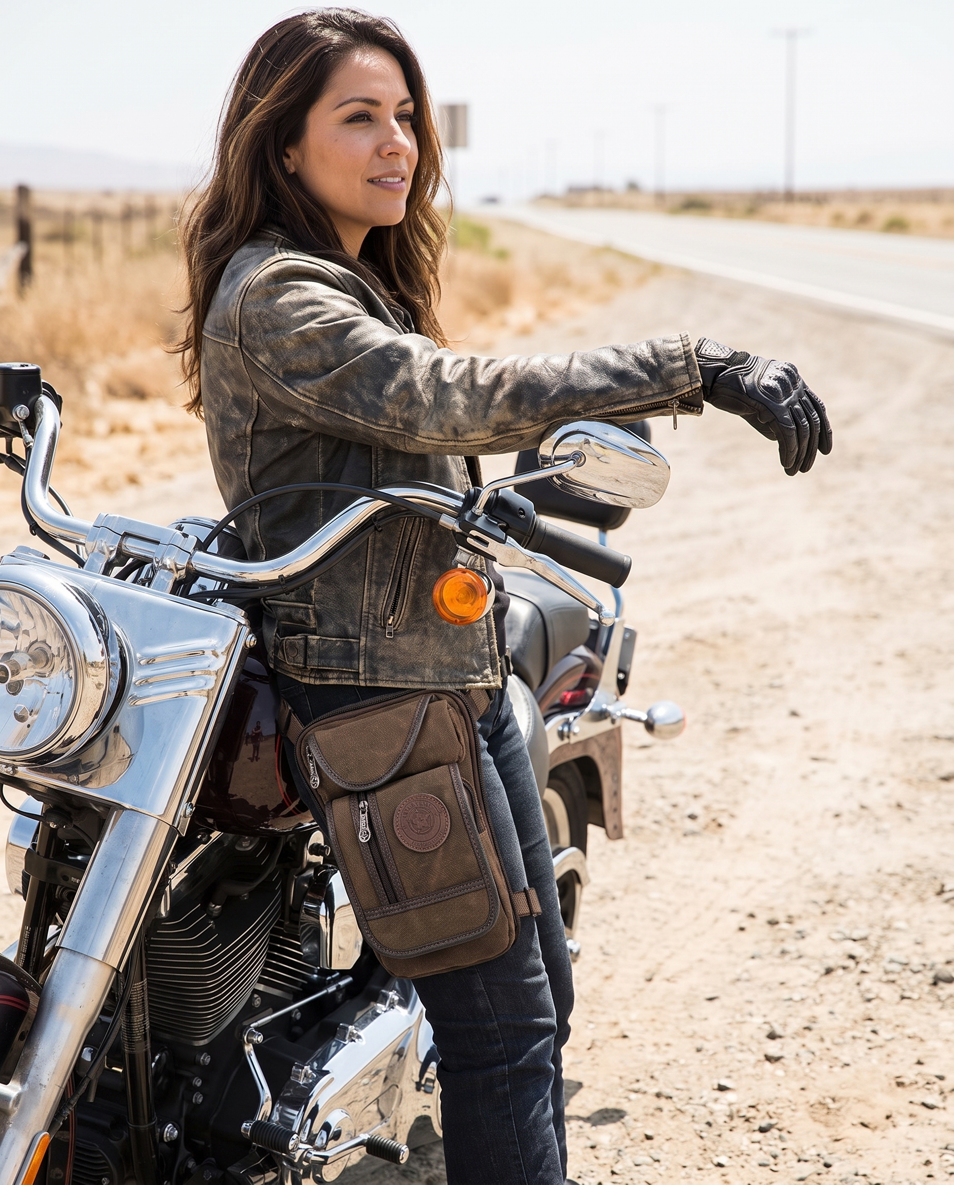 Badass Motorcycle Leg Bag used by a rider