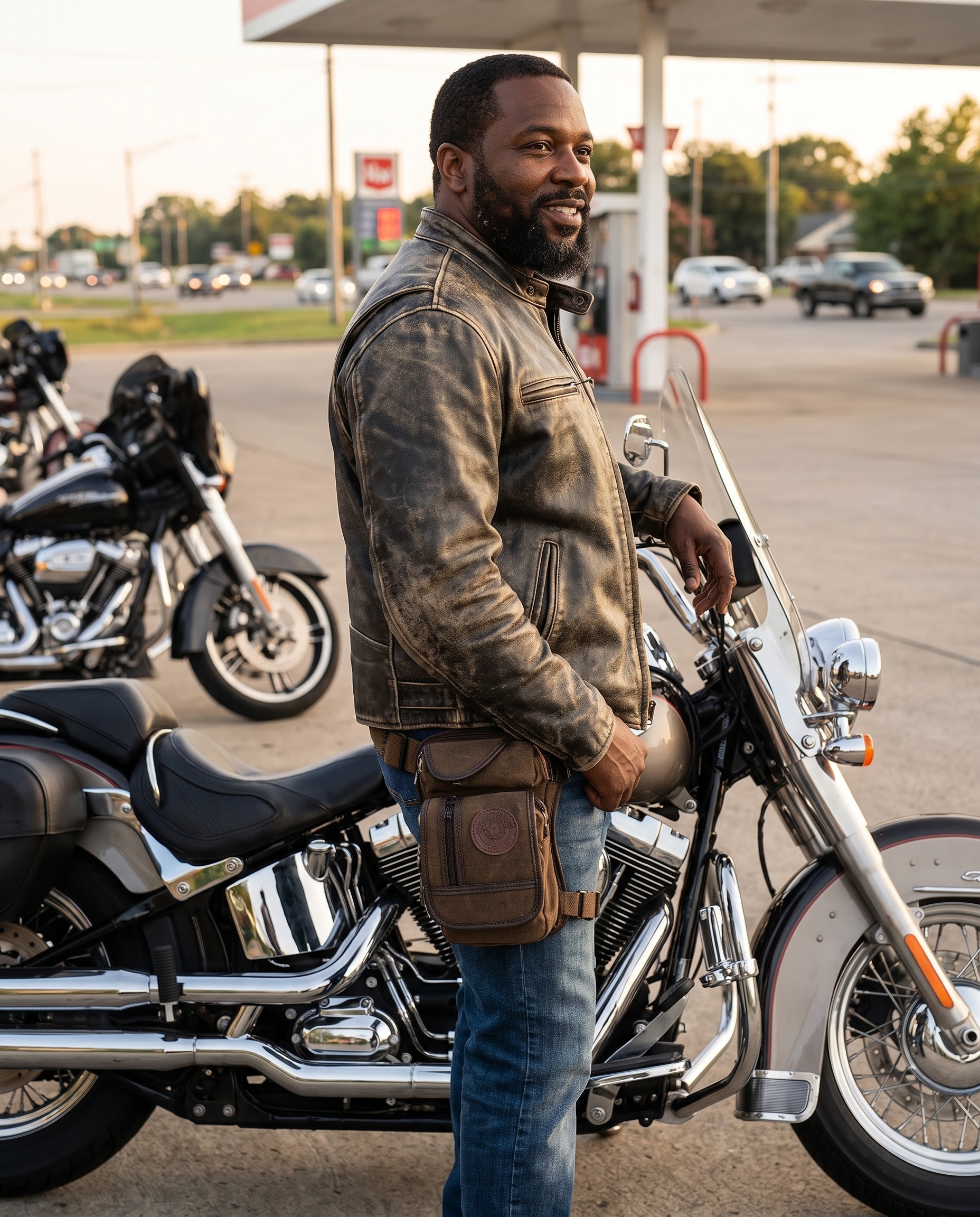 Badass Motorcycle Leg Bag used by a rider