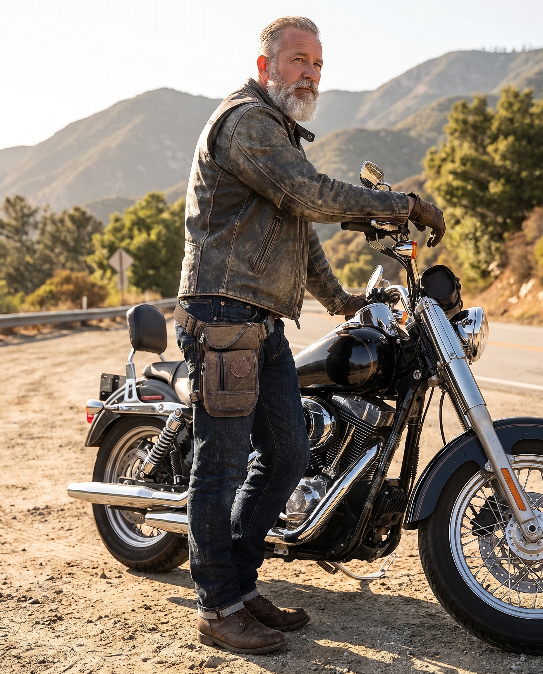 Badass Motorcycle Leg Bag used by a rider