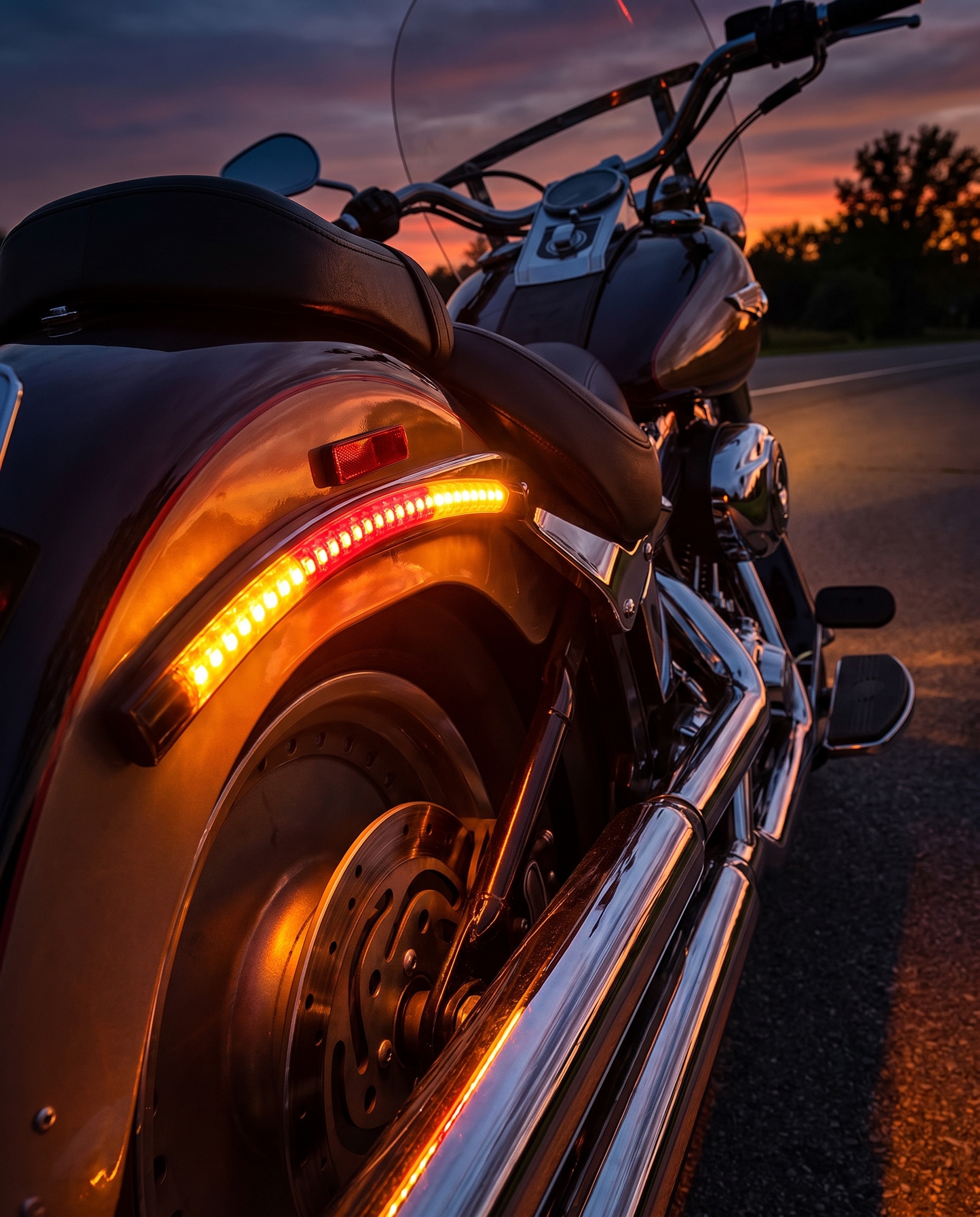 Universal Motorcycle 48 Led Lights Bar Strip, Tail Brake Stop/Turn Signal/License Plate Light (Red, Amber Color) used by a rider