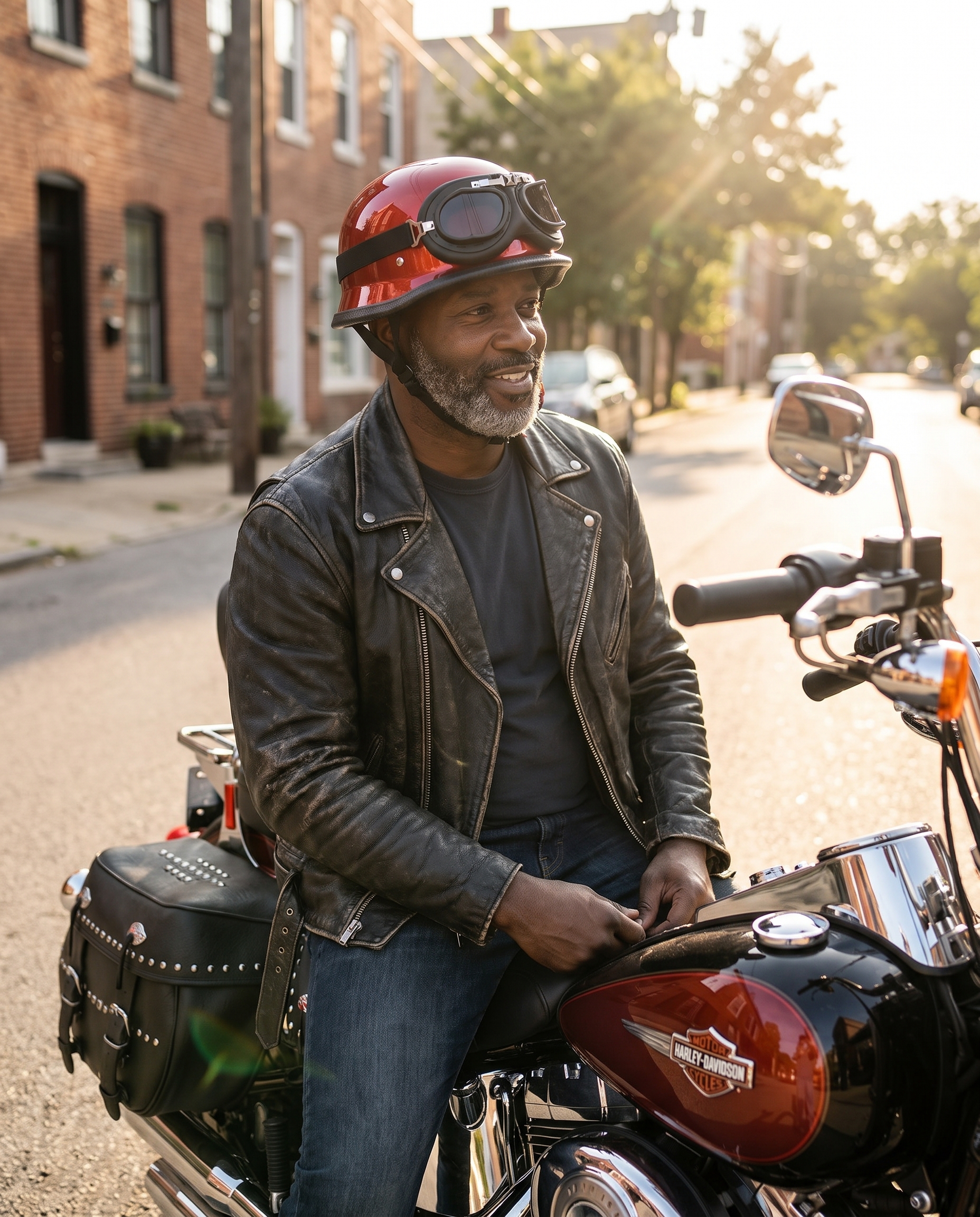 Glossy Red German Motorcycle Helmet used by a rider