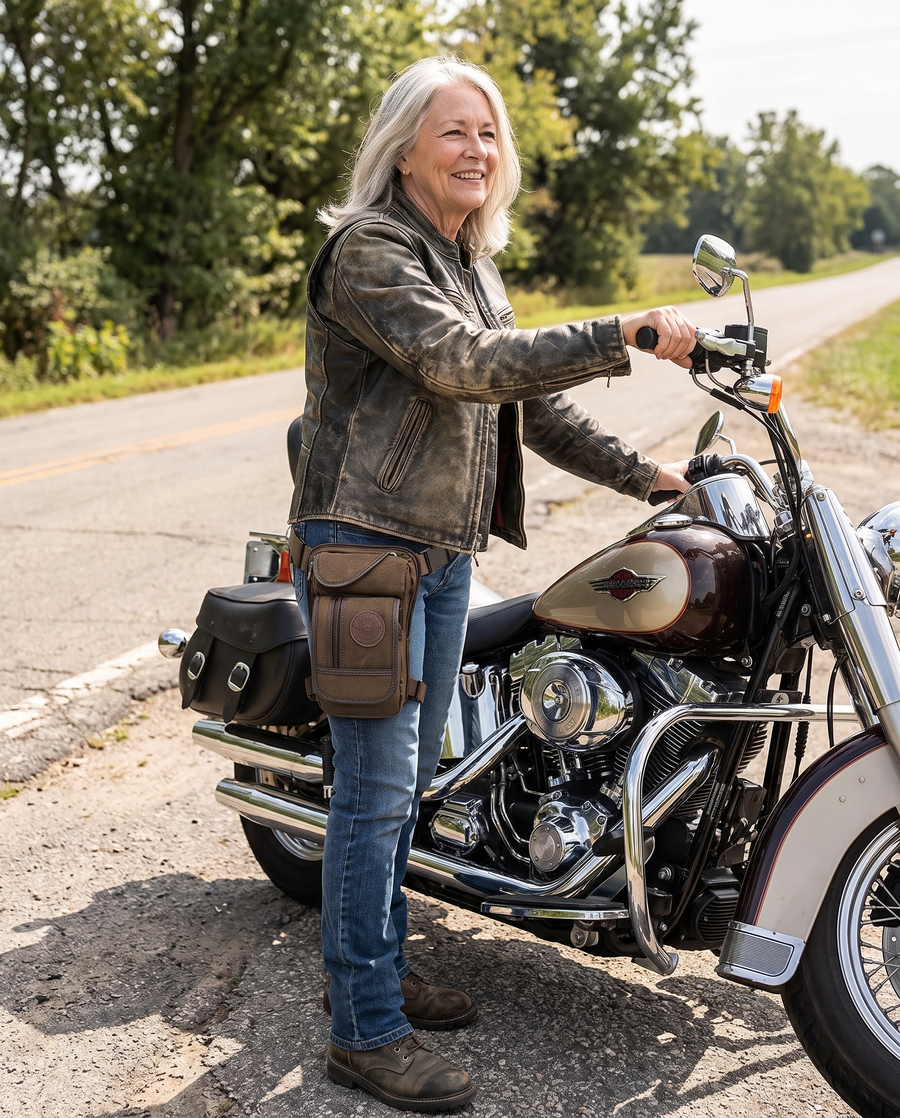 Badass Motorcycle Leg Bag used by a rider