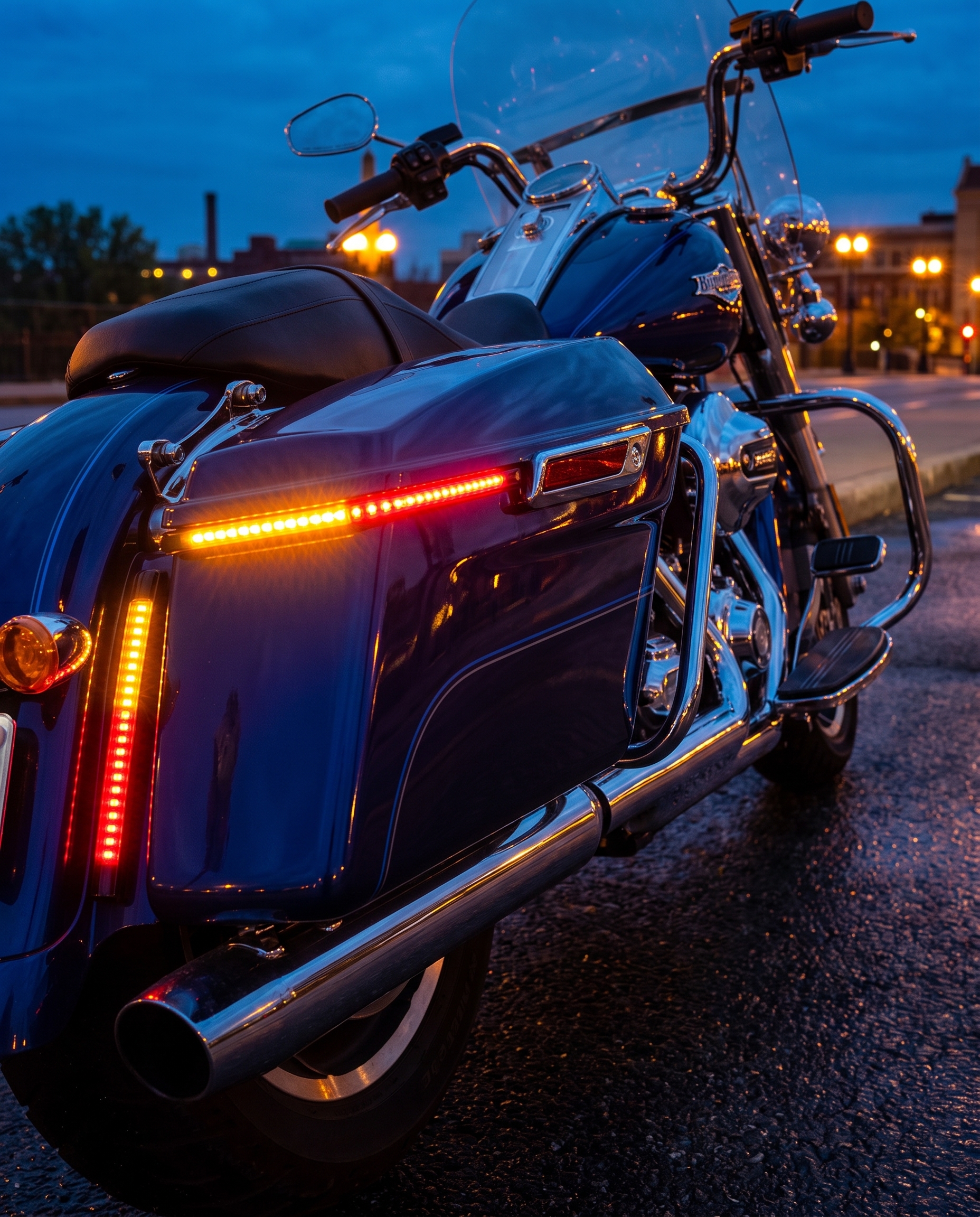 Universal Motorcycle 48 Led Lights Bar Strip, Tail Brake Stop/Turn Signal/License Plate Light (Red, Amber Color) used by a rider