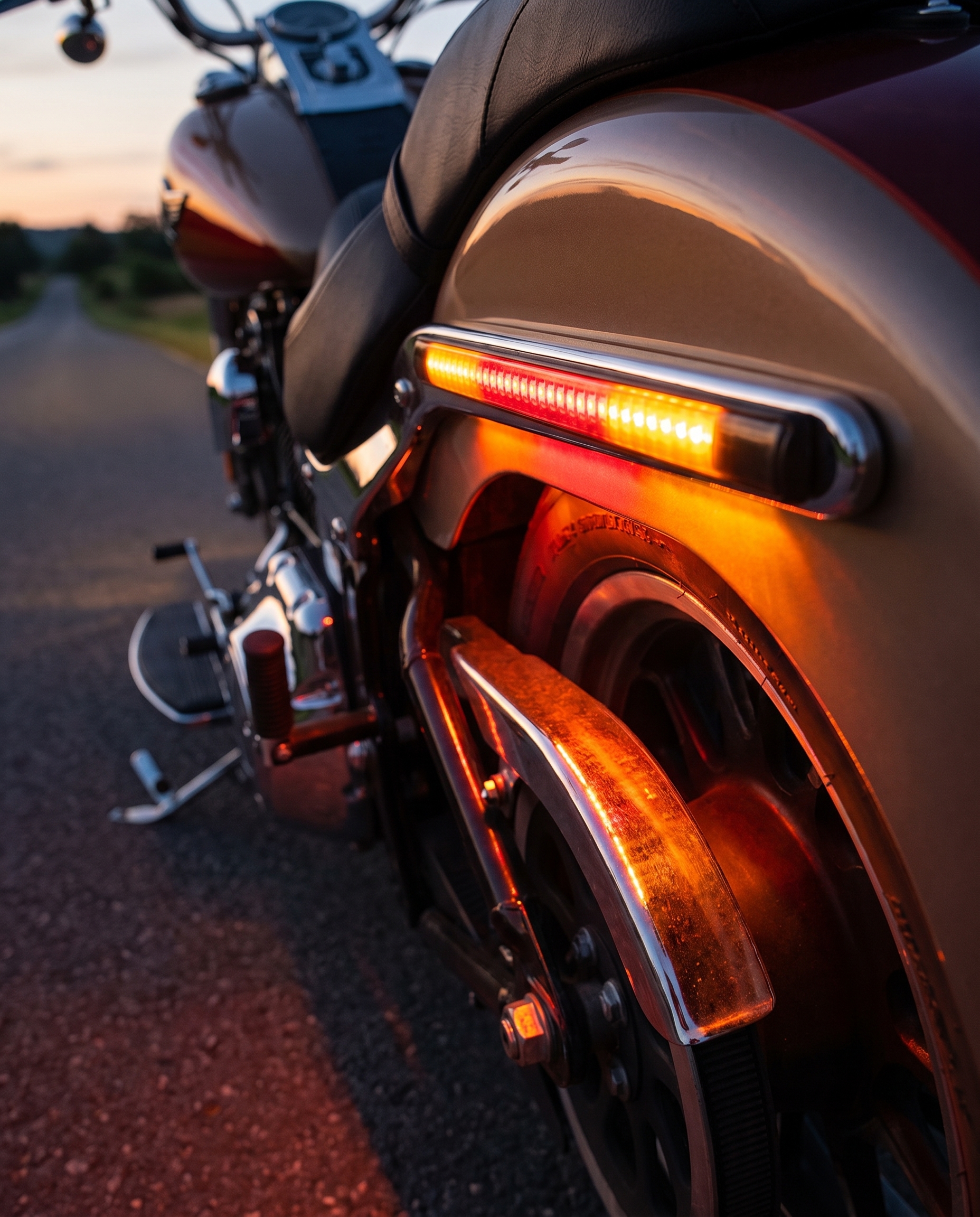 Universal Motorcycle 48 Led Lights Bar Strip, Tail Brake Stop/Turn Signal/License Plate Light (Red, Amber Color) used by a rider