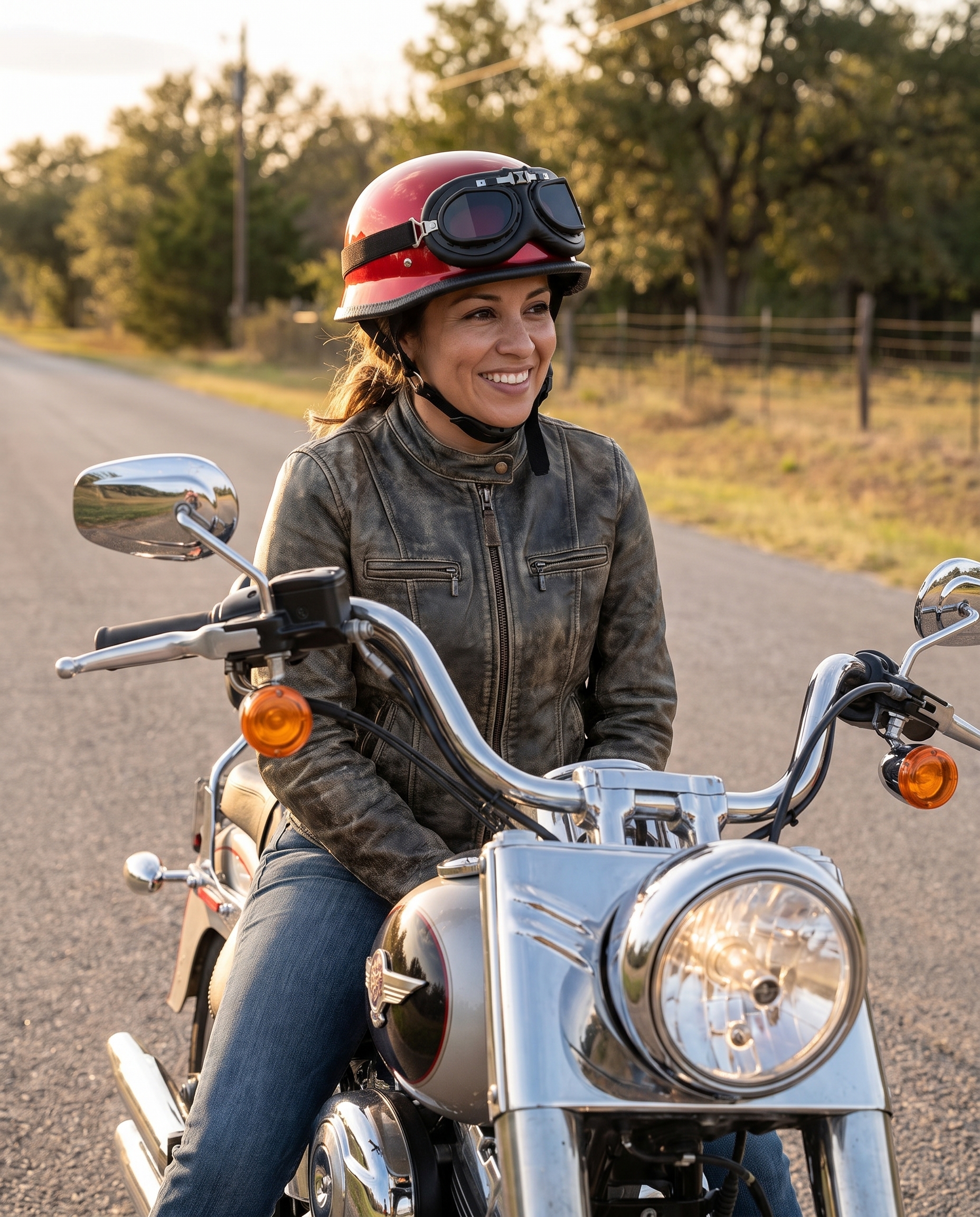 Glossy Red German Motorcycle Helmet used by a rider