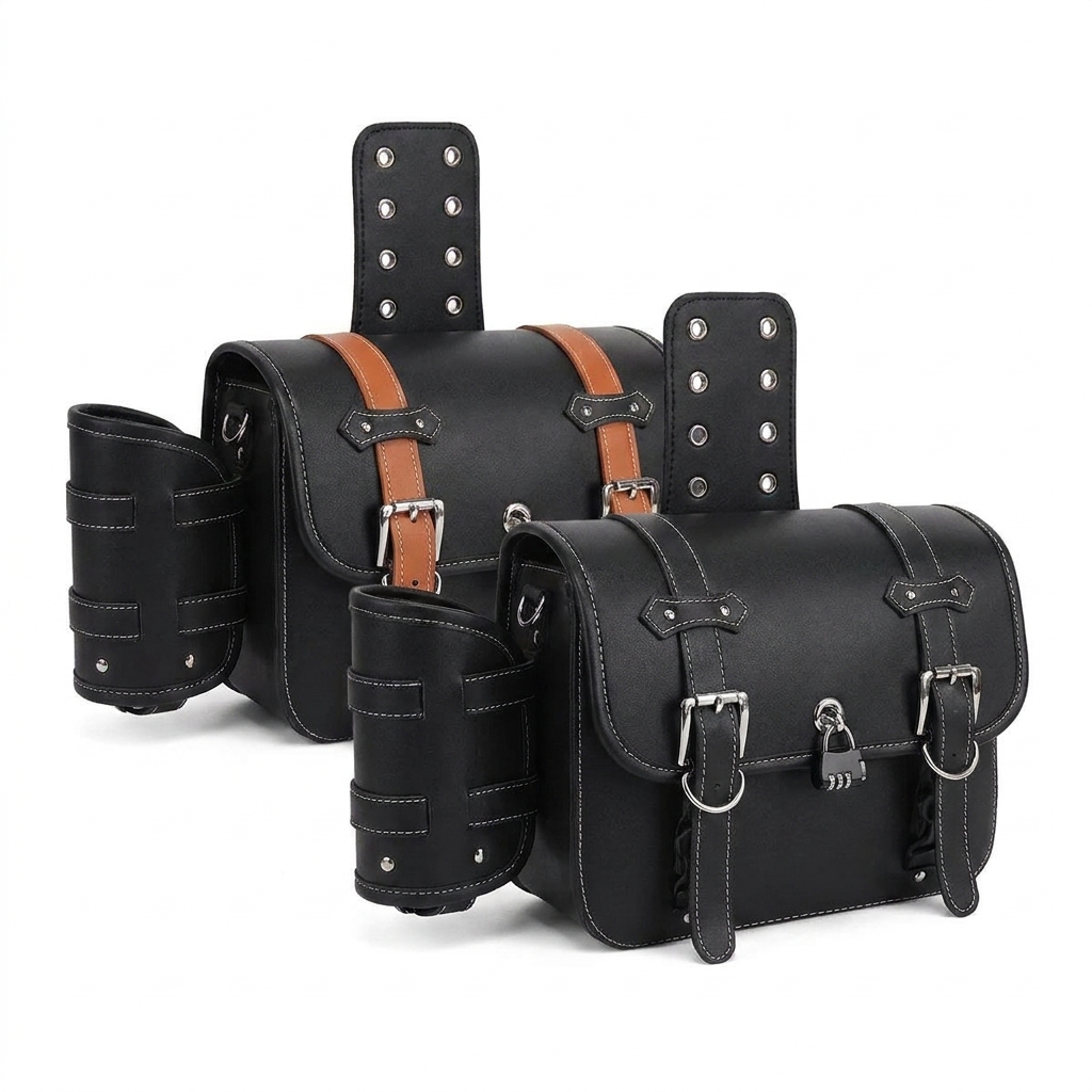leather motorcycle bag detail